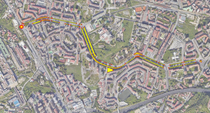 Mappa - Intervento di manutenzione del verde in Viale Traiano