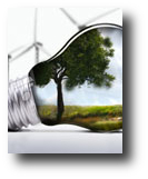 immagine di una lampadina con un'albero riflesso