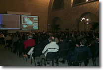 interior of the hall "Italia" with people attending a conference