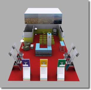 lo stand espositivo del comune di napoli in una riproduzione computerizza