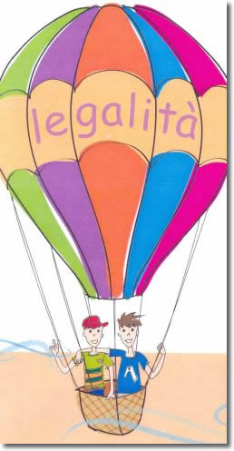 disegno di una mongolfiera con la scritta "legalità"