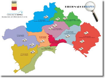 mappa delle municipalità cittadine con le sedi delle biblioteche