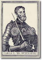 ancient print of Charles V