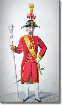 Drawing of the uniform of the Guardaporta of the main seat of the Municipality, 1875