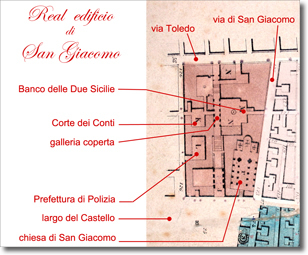 map of the Royal Palace of San Giacomo, cartographic elaboration of 1860