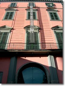 restored façade of Arts Palace of Naples