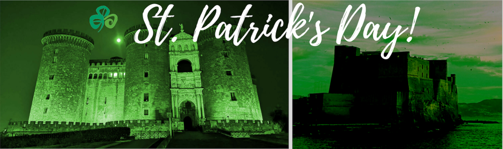 Immagini del Maschio Angioino e di Castel dell'Ovo colorati di verde