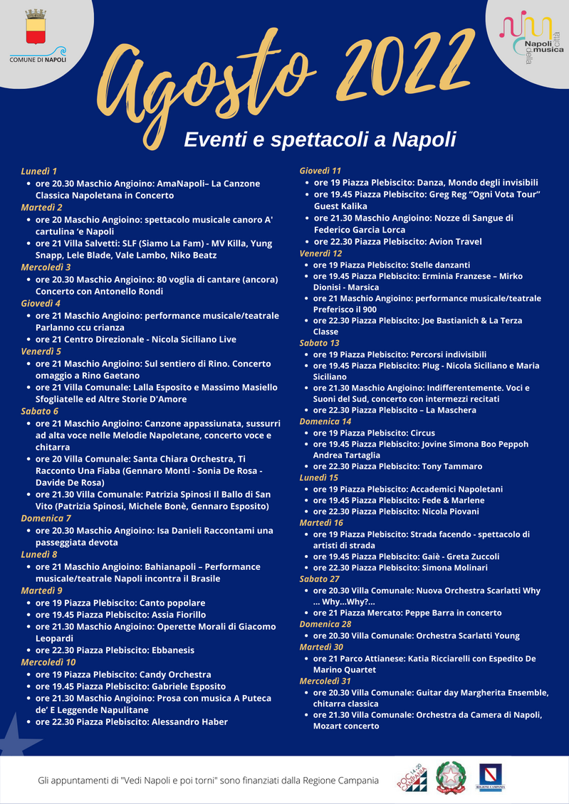 Locandina degli appuntamenti di agosto