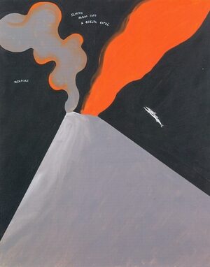 Un'opera di Ernesto Tatafiore raffigurante il Vesuvio