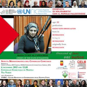 Locandina della giornata internazionale di solidarietà al popolo palestinese promossa dalle Nazioni Unite