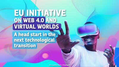 immagine del visual dedicato all'iniziativa Ue sui mondi virtuali e il 4.0