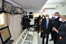 Una foto della cerimonia di riapertura della funicolare