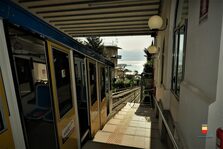 Una foto della cerimonia di riapertura della funicolare